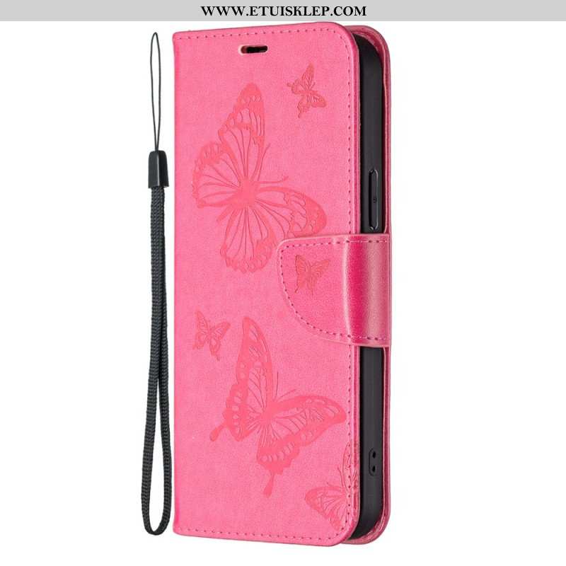 Etui Folio do Xiaomi 13 Pro z Łańcuch Paski Z Nadrukiem Motyli